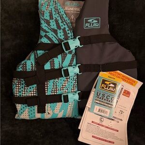 New FLUID LIFE JACKET YOUTH UNISEX 55-88lbs COAST GUARD APPROVED SWIM BOAT